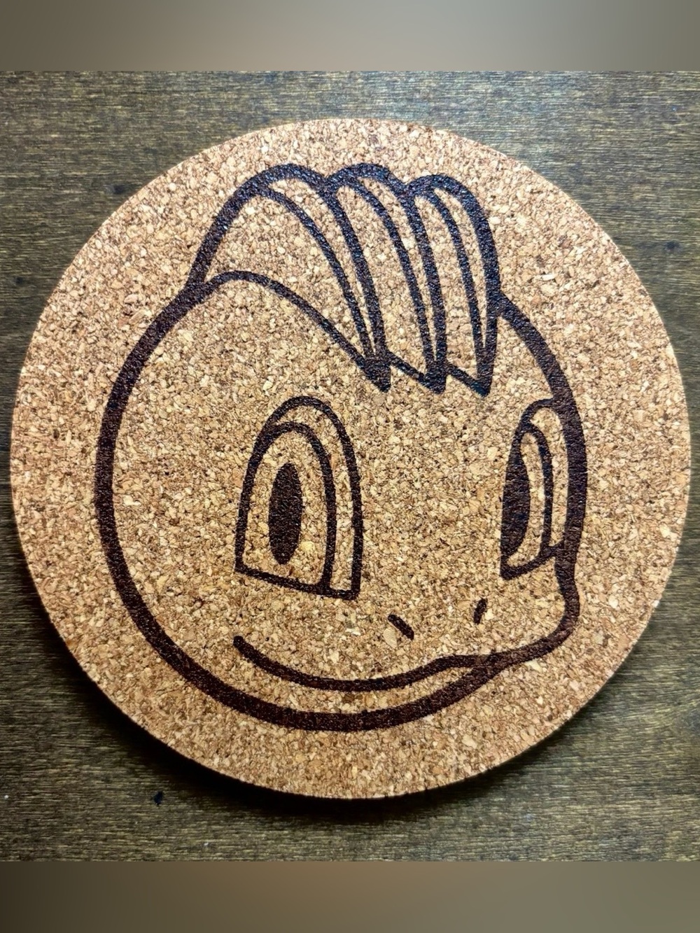 Pokemon Machop Face Laser Engraved Cork Coaster